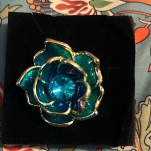 Blue/Green/Gold Flower Brooch